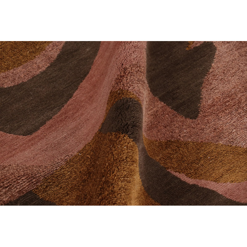 Rug & Kilim’S Modern Geometric Rug In Pink, Brown And Gold Tones “Naruna”