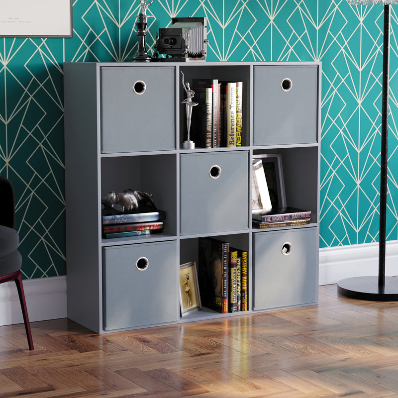 Herm 96.5cm H x 96.5cm W Cube Bookcase, Grey