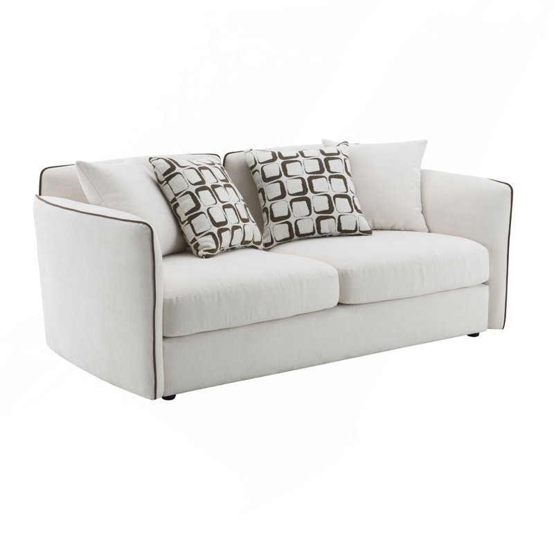 Causeuse en chenille beige avec 4 coussins