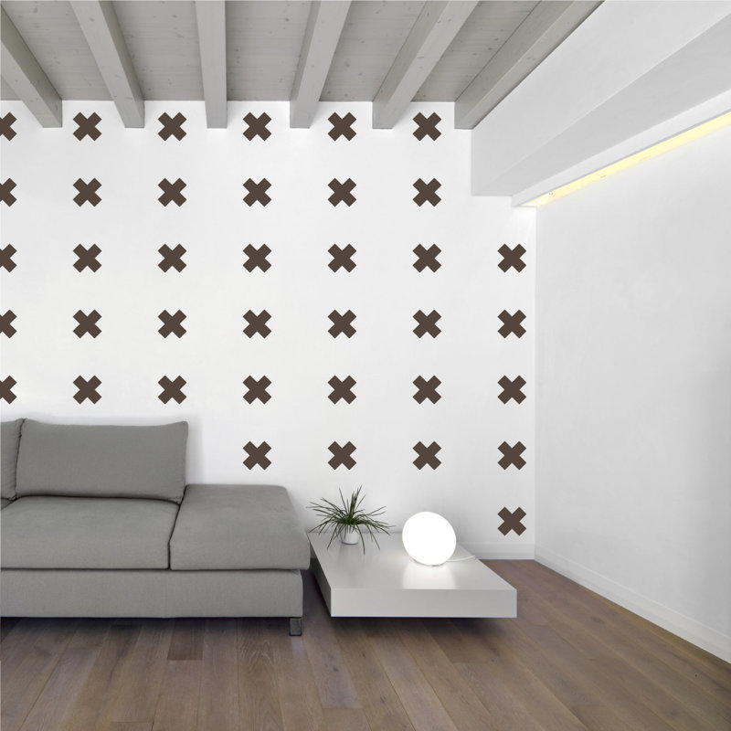 Décalcomanie murale à motifs croisés suisses, H 6 po x l 6 po x P 0,01 po, Brun