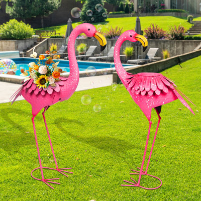 Outdoor Decoration, Flamingo Figurines, Garden Decoration, Garden Figurine,lifelike Flamingos,flower Arrangement Available,2 Pack