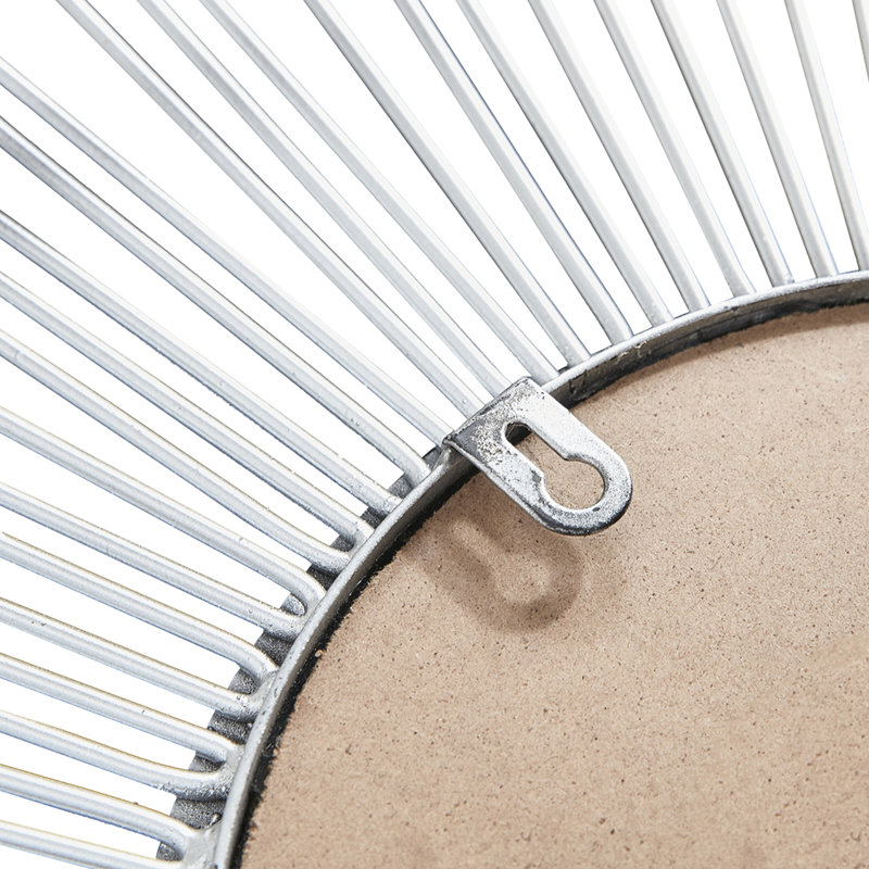 Miroir de 29,5 po, cadre en métal, surface en miroir, rayons décoratifs élégants pour accessoires de maison, ton argent, décor