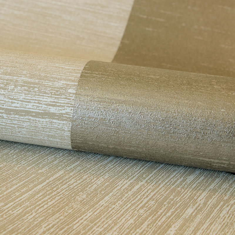 Slow Living Metallic Two-Toned Textured Stripe Wallpaper Roll, Ochre Gold