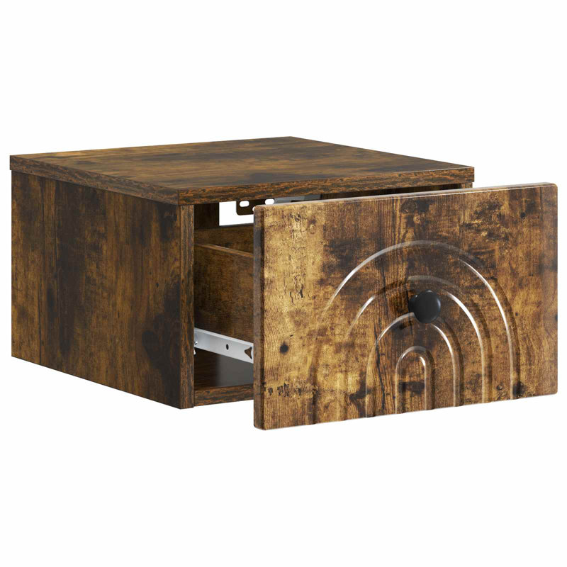 33 cm W Bedside Table, Smoked Oak