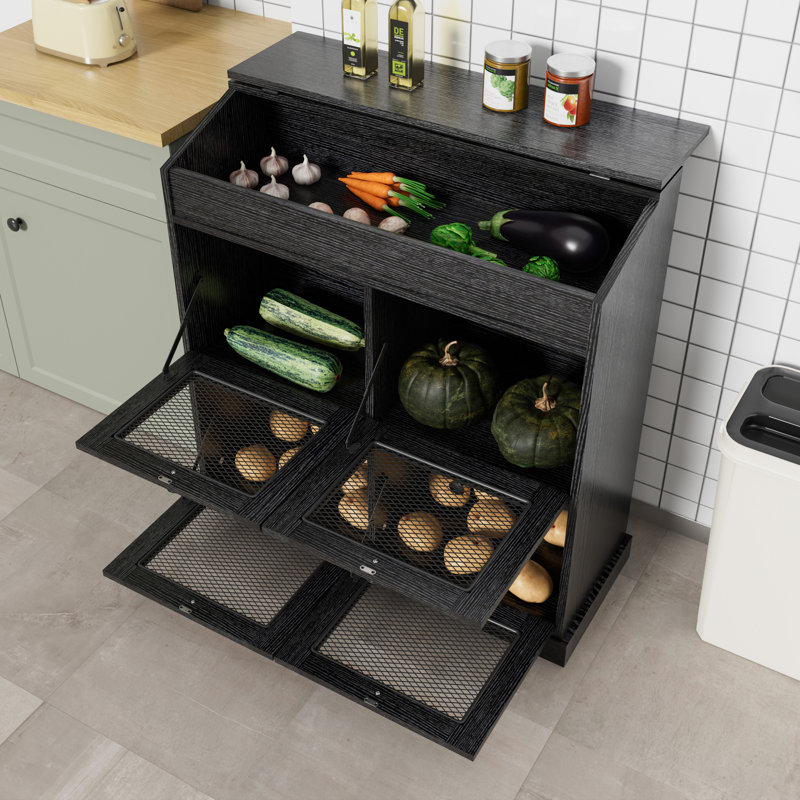 Armoire de rangement 35 po avec 4 portes, Black