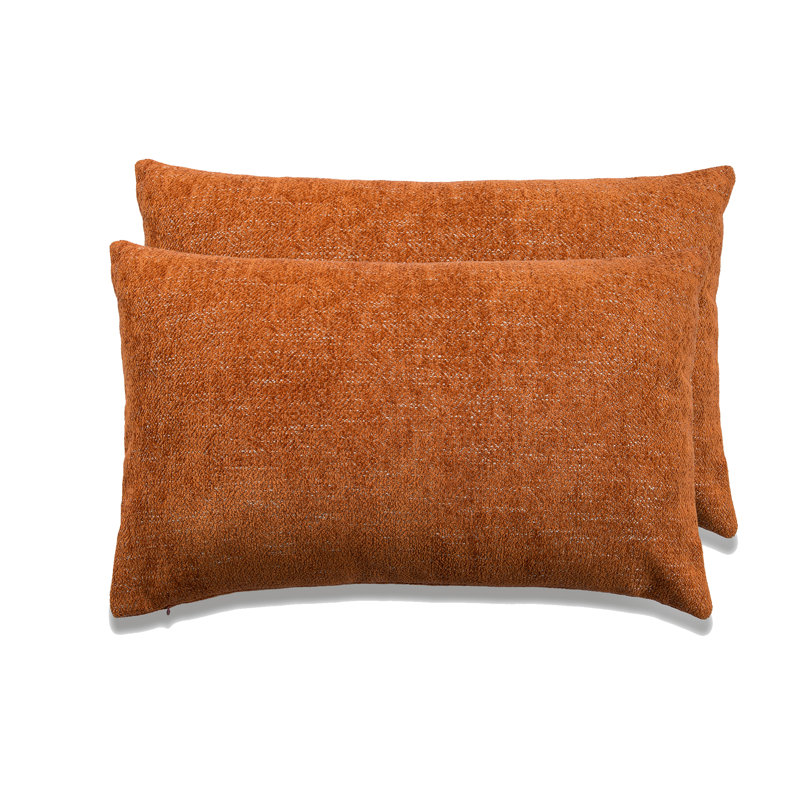 Housse de coussin rectangulaire en polyester Nuriyah, H 12 po x l 20 po, Orange