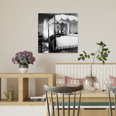 1940S Bedroom With Canopy Bed & Chenille Bedspread Classic Retro Vintage Architecture Wall Art