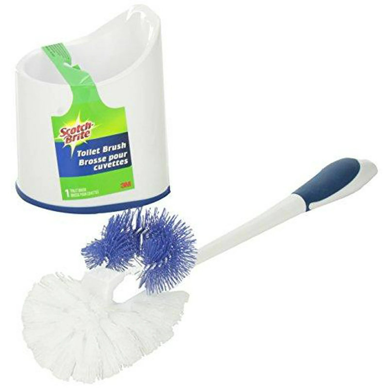 Ensemble de 2 brosses de toilette Scotch Brite avec poignée ergonomique, panier de rangement pour le nettoyage de la salle de bain Code de produit: Bathroombrush_scotchbrite_2 pièces