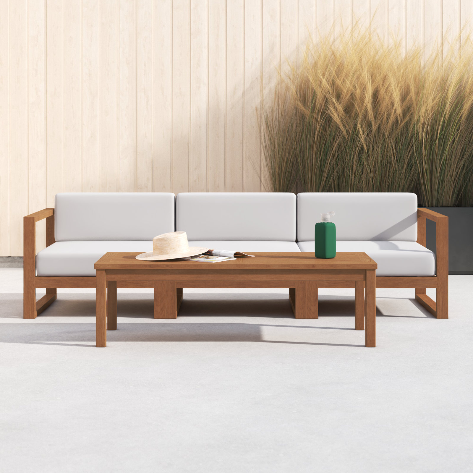 Modway Upland 3-Person Teak Patio Seating Group