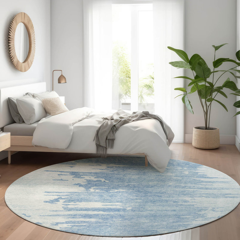  Rectangle Emblyn Indoor/Outdoor Area Rug with Non-Slip Backing, Round 8'