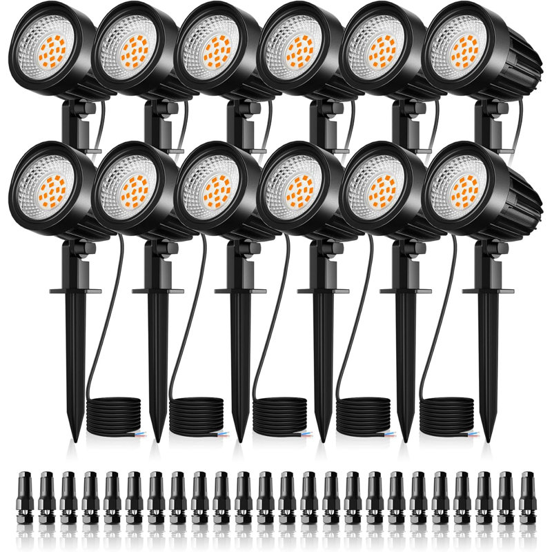 Low-voltage  Landscape Light, 12v  15w 3000k Warm White Led Spotlight With Ip66 Waterproof Rating (12-piece Set Including Connector)