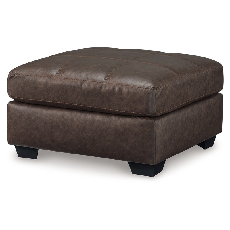 Barl Oversized Ottoman, Plush  Faux Leather Cushion, 36 Inch, Dark Brown