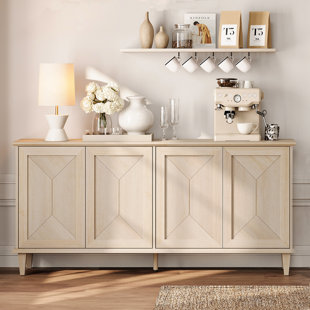 65" W Solid and Manufactured Wood Sideboard with Patchwork Doors 