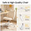 Cute Cat Task Chair with Faux Fur Upholstery, Swivel Vanity Chair for Small Spaces-1748489901