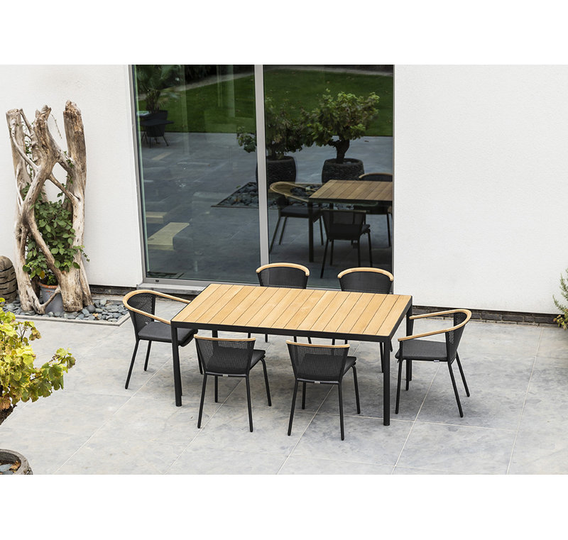 Riad Outdoor Dining Armchair, Anthracite, No Cushion