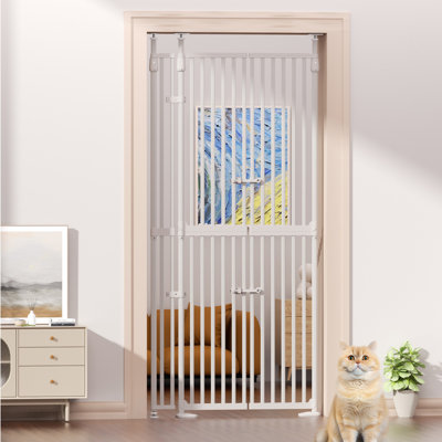 75-96.5" Extra Tall Cat Gate, Fit for 30-38" Wide Opening, Auto-close Pressure Mounted Pet Gate