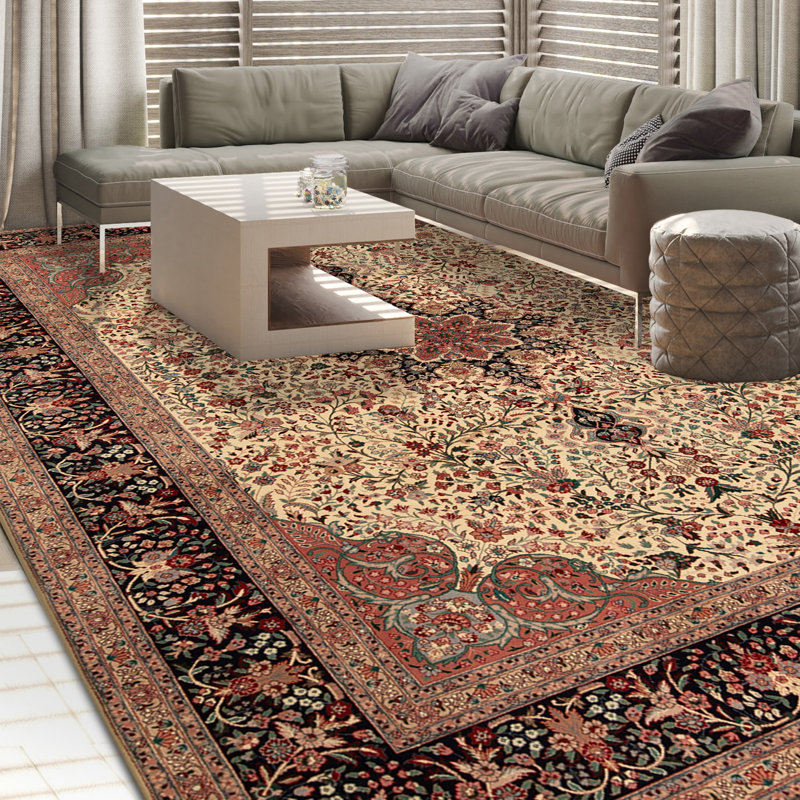 Tapis rectangulaire en laine noué à la main