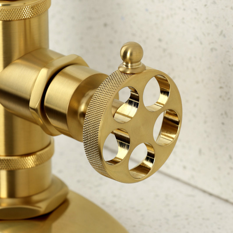 Kingston Brass Wendell Single-Handle 1-Hole Deck Mount Bar Faucet with Knurled Handle, Brushed Brass