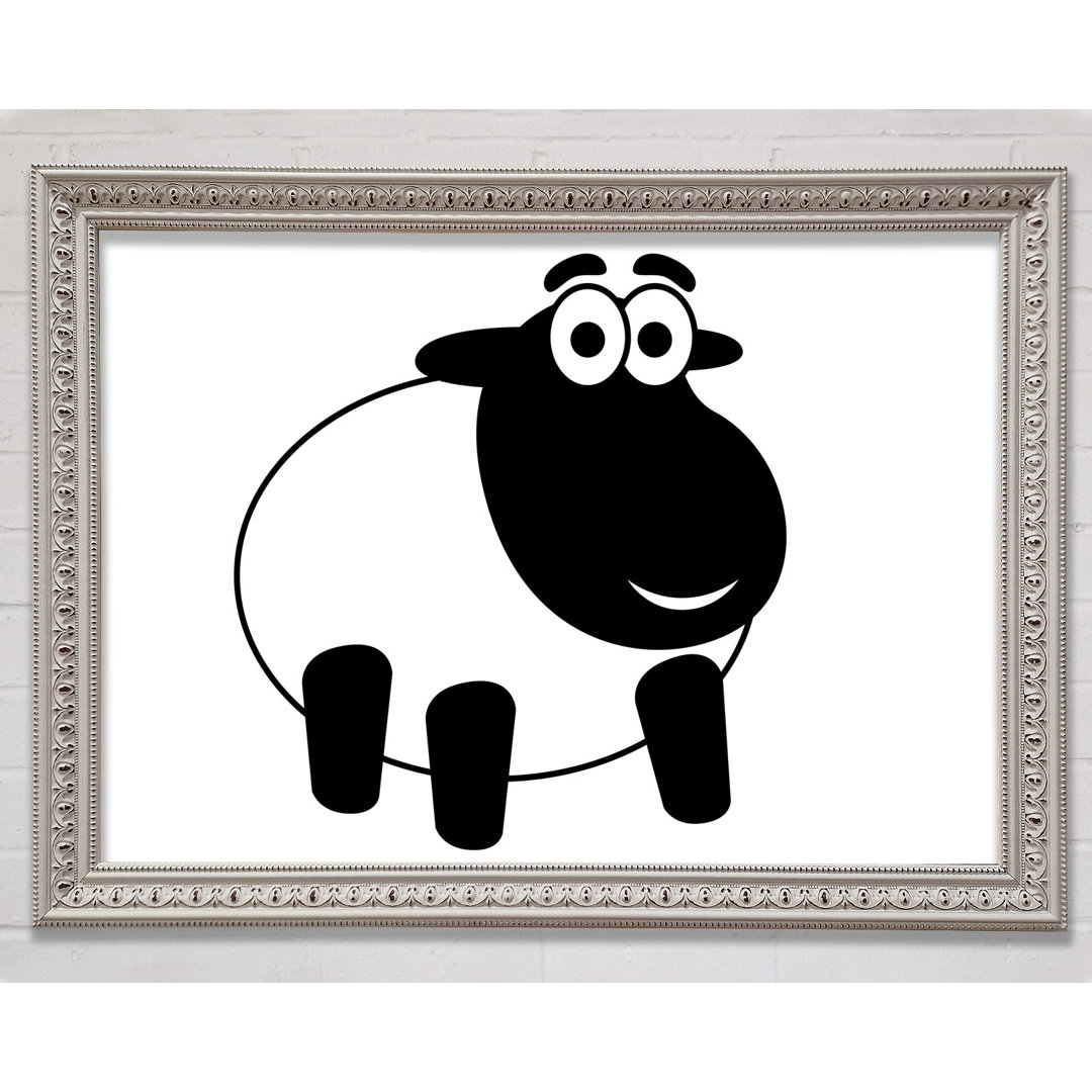 Gerahmter Kunstdruck Happy Cartoon Sheep