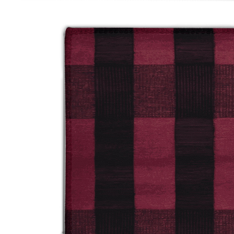 Checkered Purple Indoor and Outdoor Area Rug, Rectangle 2' x 3'