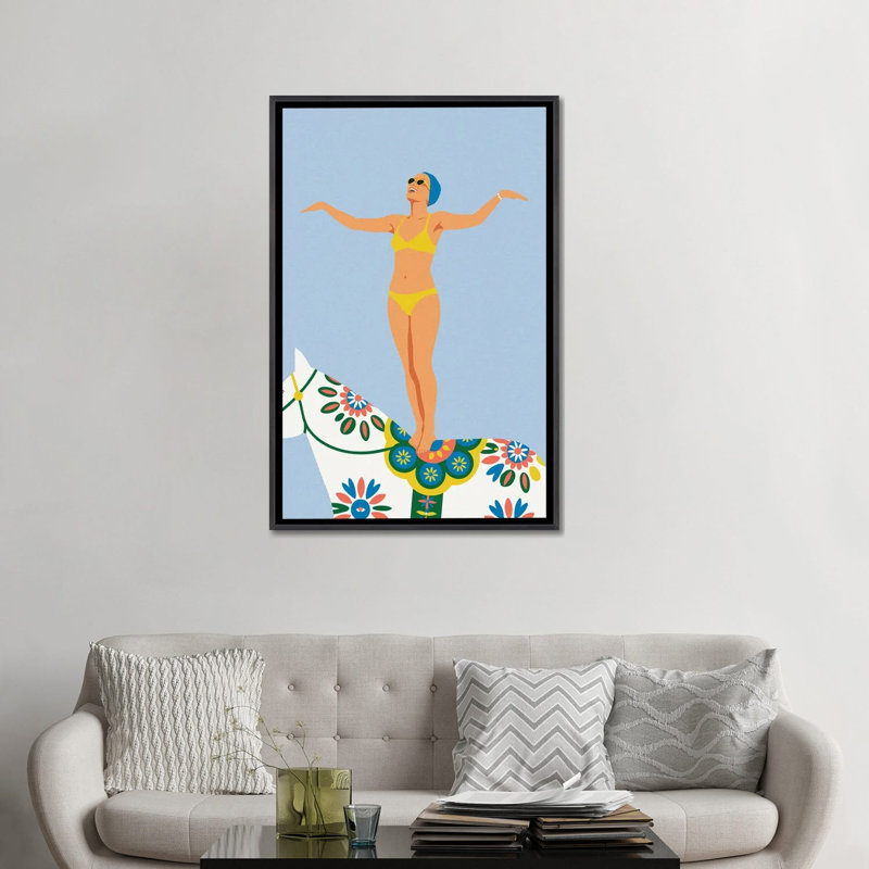 «Dala Horse Ride No 2», reproduction d'art sur toile encadrée, 48 po x 32 po, Toile avec cadre, Noir patiné