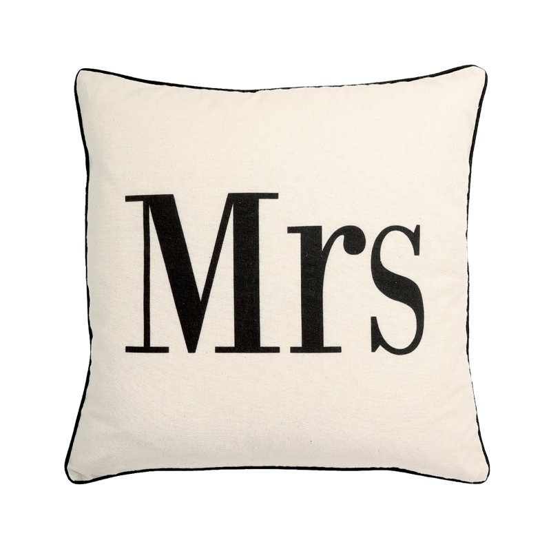 You and Me Mrs Print Square Cotton Throw Pillow, Polyester