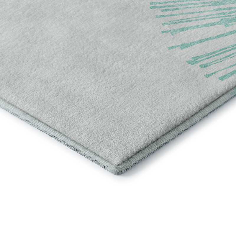 Premium Machine Washable Cerrito Teal Rug, Rectangle 2'6" x 3'10"