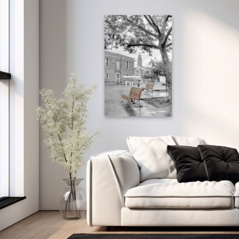 Campo Santa Margherita # 1 - Paysages, photographie, bancs, parcs, art, H 36 po x l 24 po