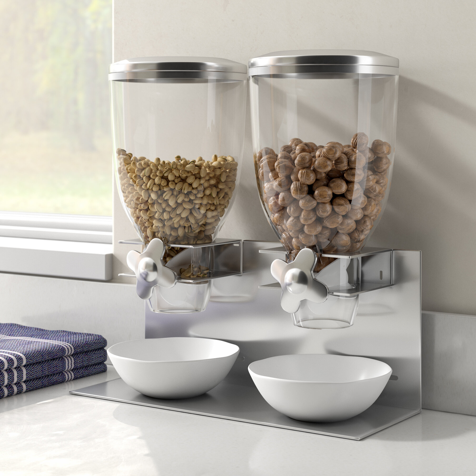 Cereal Dispenser Food Dispenser Space Saving for Pantry Kitchen Cereal  Green 