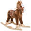 Chevaux à bascule et animaux 11,5 x 5,3 x 9,9 po avec structure en métal en peluche brune et bois