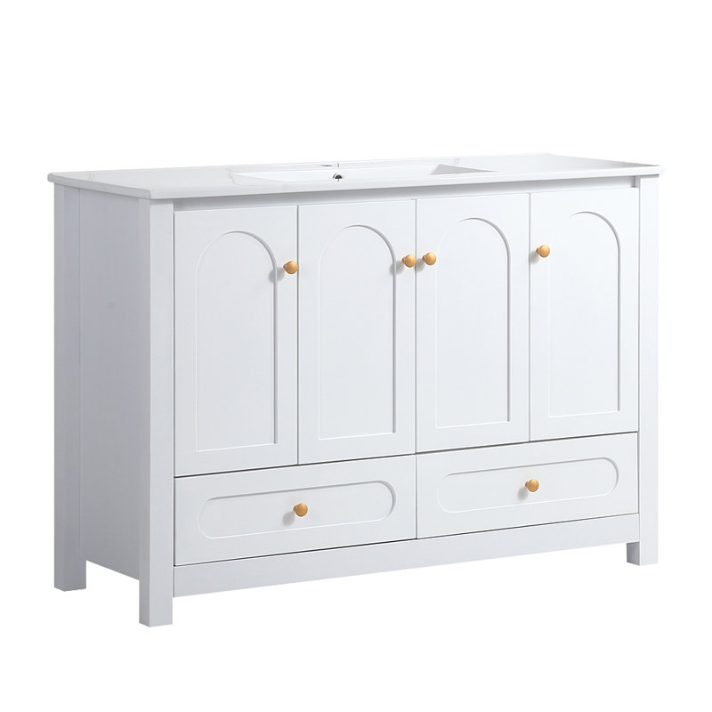 Meuble-lavabo 48 po avec lavabo en céramique, Blanc