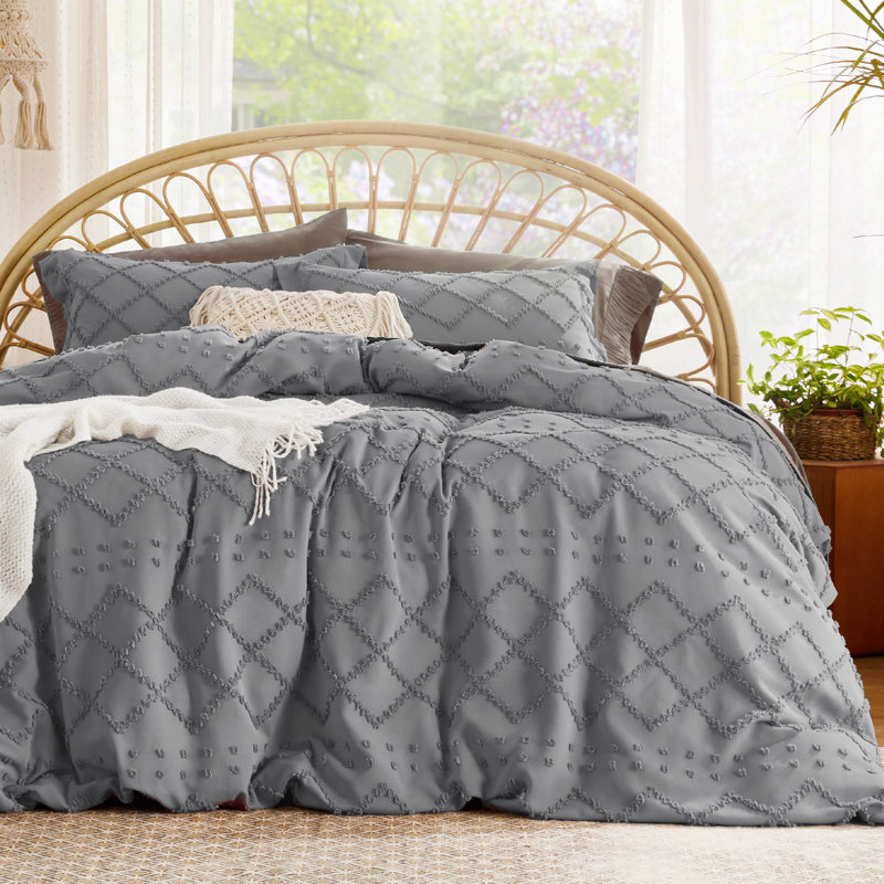 Ensemble de housse de couette pour toutes les saisons, Housse de couette grand + 2 taies décoratives sta, Gris
