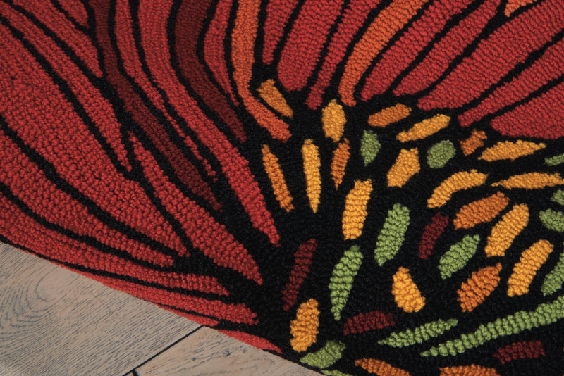 Tapis noir / rouge crocheté à la main Atalanta, Rectangle 1 pi 9 po x 2 pi 9 po