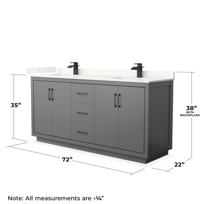Meuble-lavabo double 72 po avec comptoir en quartz