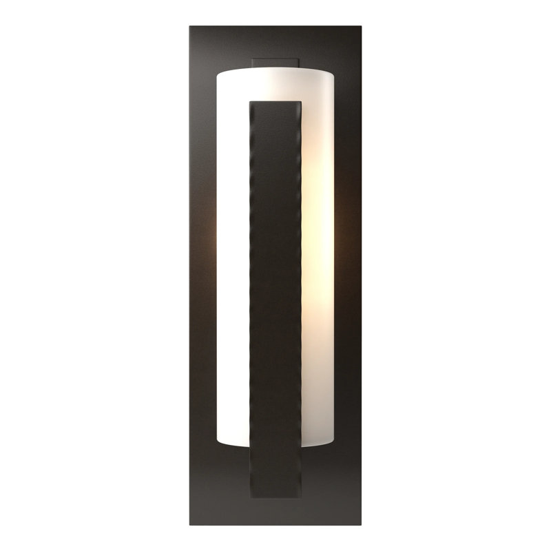 Forged Vertical Bar 1 - Bulb Outdoor Flush Mount, Opaque Dark Smoke, Opal, 18.8" H X 6.5" W X 5.7" D