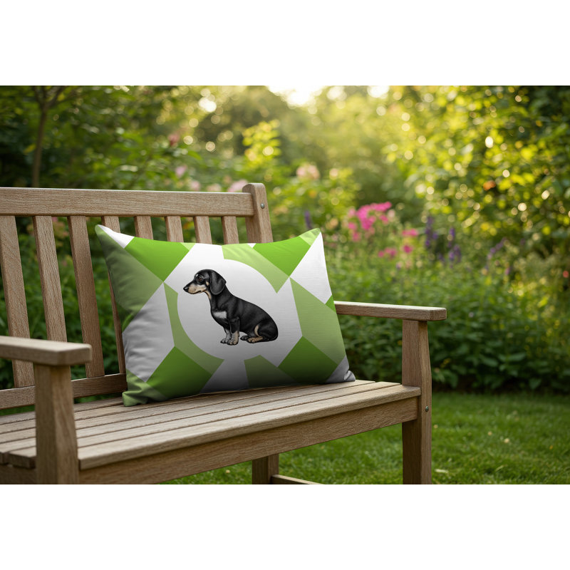 Coussin réversible intérieur / extérieur Dachshund Dog, 25 x 18, Vert printanier