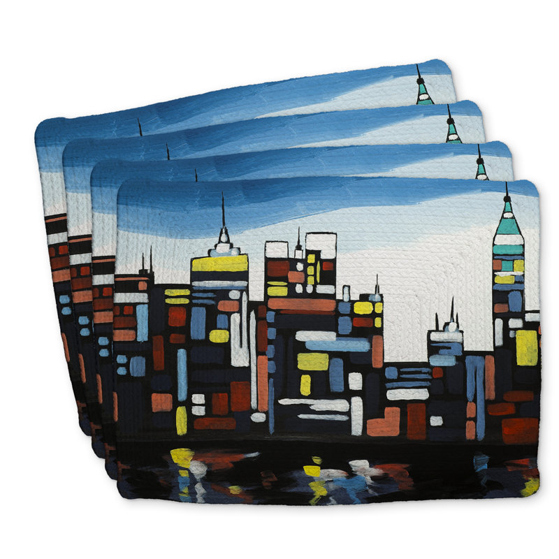 Napperons colorés en polyester tressé Skyline | Ensemble de 4