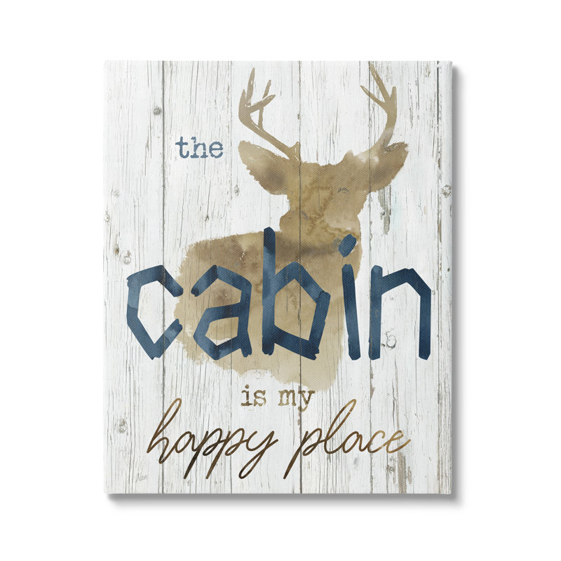 «Cabin Happy Place» par Nan - Art textuel, H 20 po x l 16 po x P 1,5 po, Toile tendue