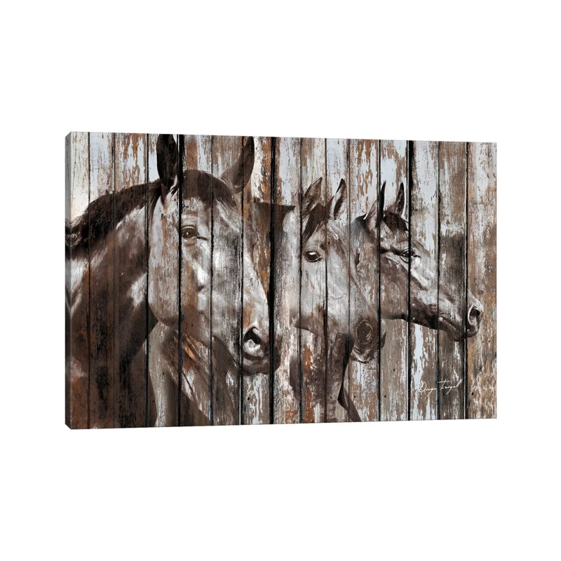 Three Horses by Diego Tirigall - Wrapped Canvas Gallery-Wrapped Canvas Giclée, 20.5cm H x 31cm W