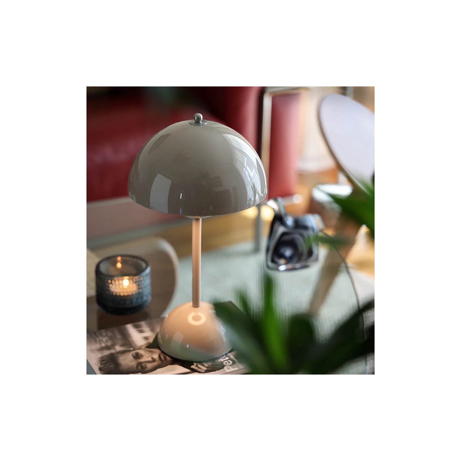 Brunilde Adjustable Metal Table Lamp, Gray, Gray
