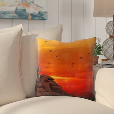 Broadbay Bird Flying Sunset Throw Pillow