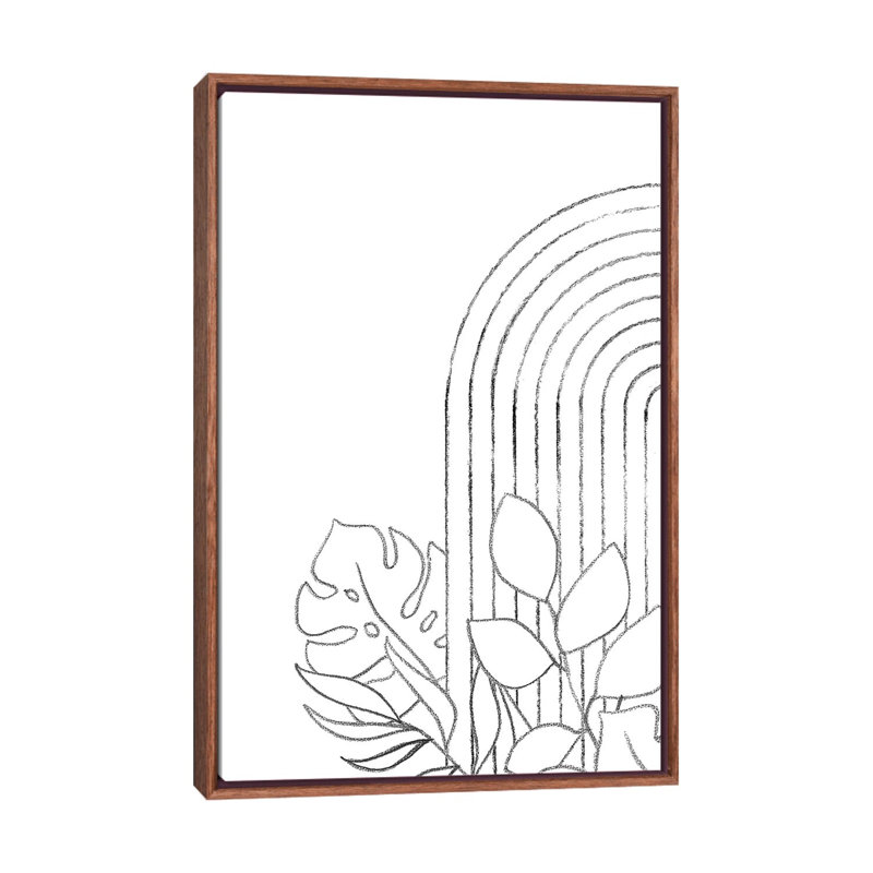 Dessin botanique - reproduction d'art, Aucun mat, H 26 po x l 18 po x 1,5 po, Toile avec cadre en bois brun classique