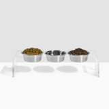Medium Triple Dog Bowl Feeder With Silver Bowls