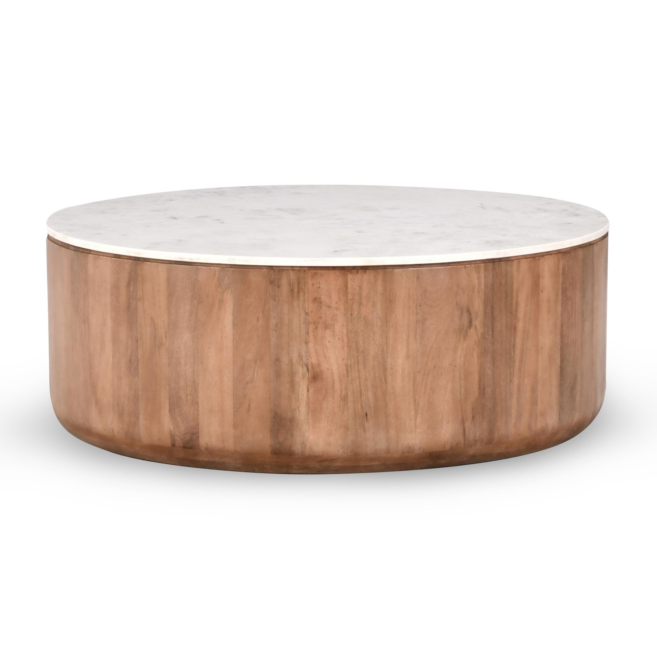 Classic Home Josie Wood and Marble Round Coffee Table | Perigold
