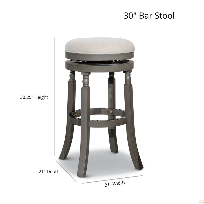 Tabouret 30 ", finition blanche, siège en tissu gris anthracite