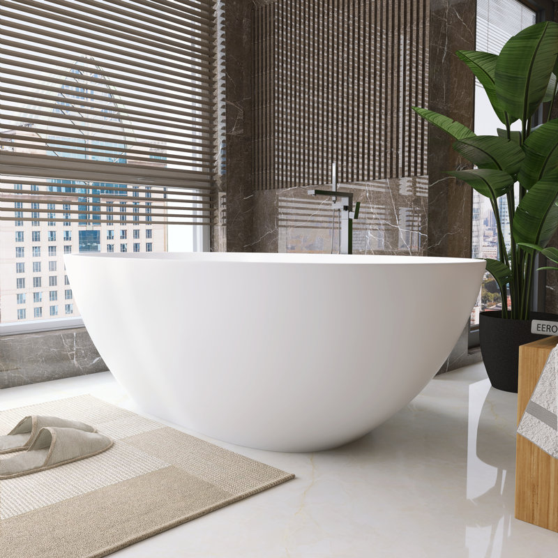 71'' x 35'' Freestanding Soaking Solid Surface Bathtub