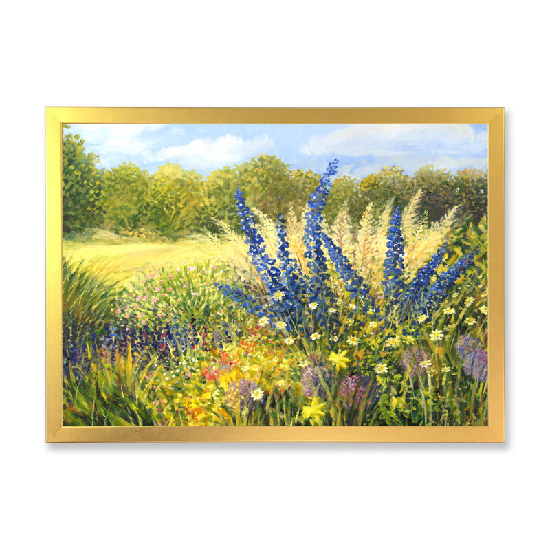 Fleurs sauvages - reproduction de cadre flottant sur toile, H 12 po x l 20 po x P 1 po, Cadre doré à coins fermés