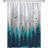 Mountain RV Shower and Bath Curtain with Camper Design - Waterproof Forest Pattern, Fabric Decor Set with Hooks - Grey Black, 47x64 Inches