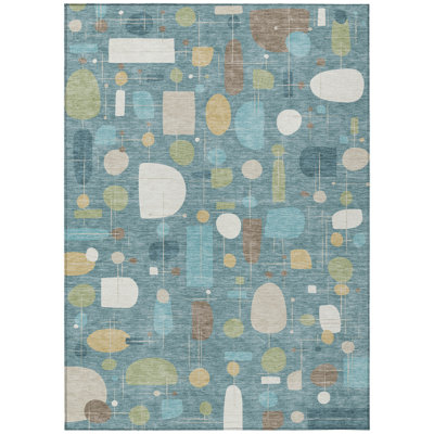 Machine Washable Indoor/Outdoor Jourdan ACN2393 Mid-Century Modern Rug