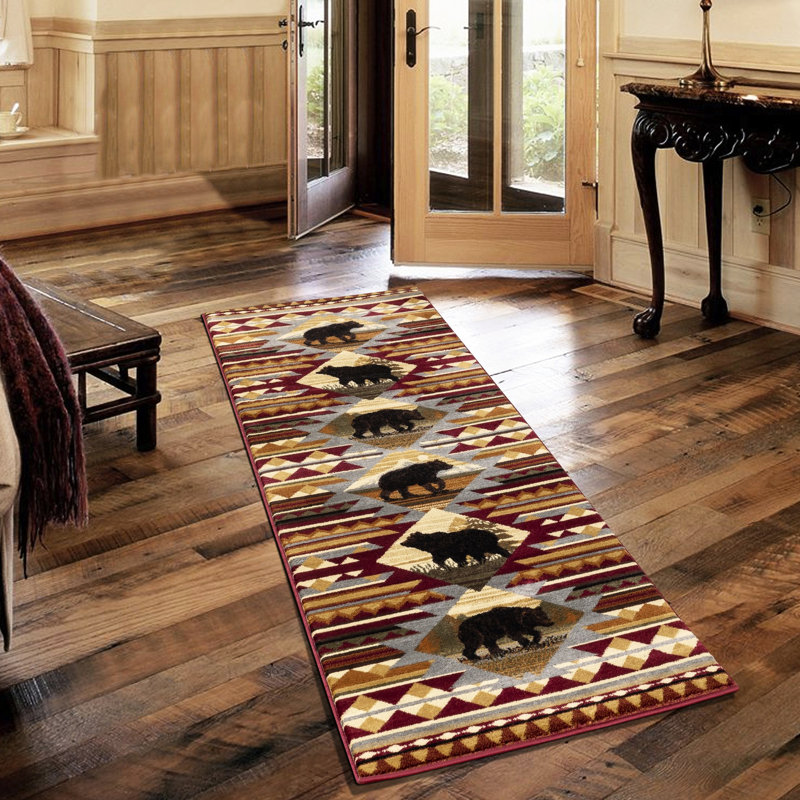 Red Polypropylene Lodge Runner, 2 Ft. 7 In. X 3 In., Artistic Rug, 2.58 Ft 7.25 Ft, Adds Character To Your Home